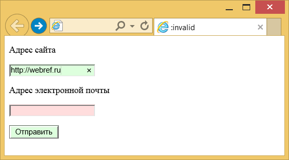 Использование псевдокласса :invalid